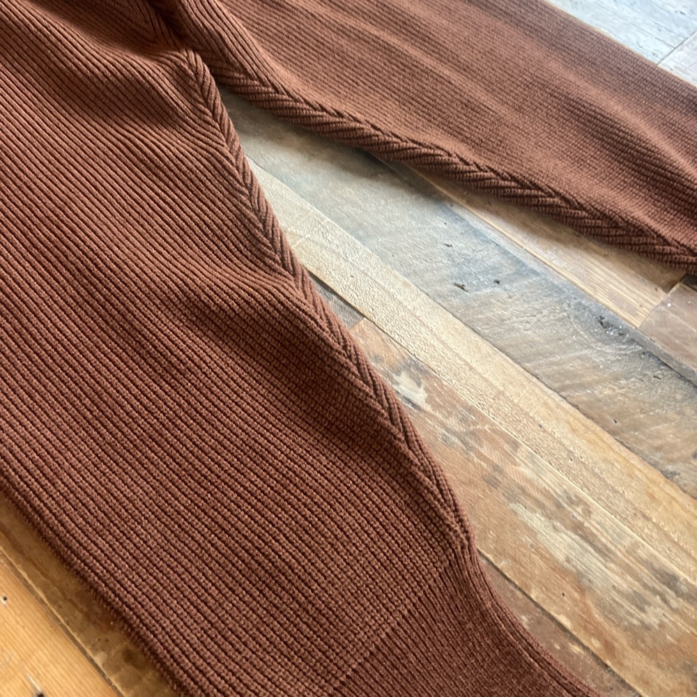 Brown Ribbed Knit Joggers - Picture 5 of 7